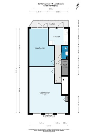 Floor plan - De Clercqstraat 7-1, 1053 AA Amsterdam 